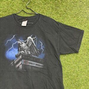Harley Davidson Lightning Eagle Shirt Mens Large Biker Punk Grunge 90s Black